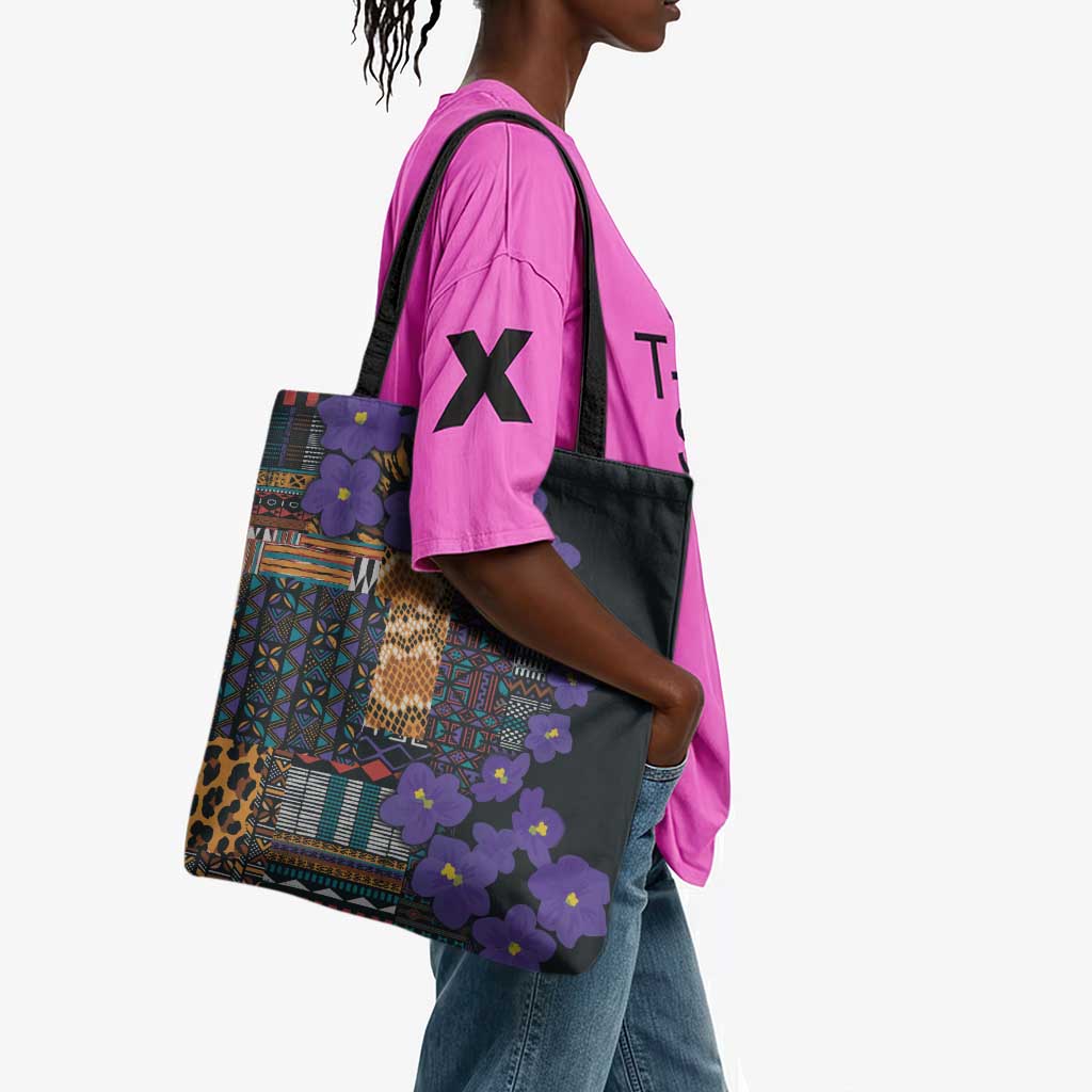 Africa Violets Flowers Tote Bag Mix Native Tribal Pattern