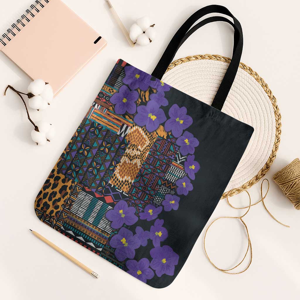 Africa Violets Flowers Tote Bag Mix Native Tribal Pattern