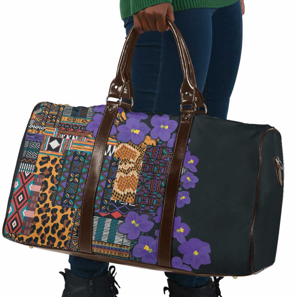 Africa Violets Flowers Travel Bag Mix Native Tribal Pattern