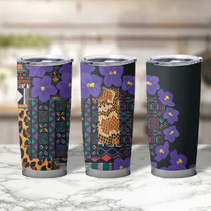 Afro Violets Flowers Tumbler Cup Mix Native Tribal Pattern