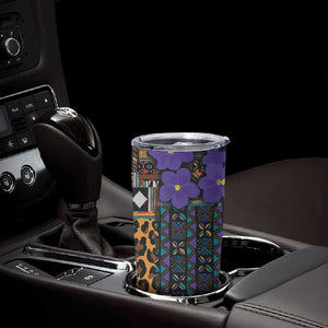 Afro Violets Flowers Tumbler Cup Mix Native Tribal Pattern