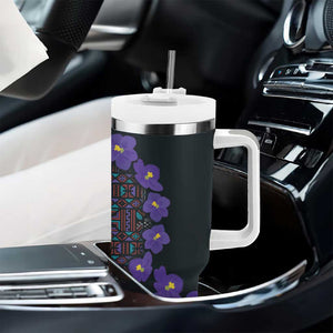 Afro Violets Flowers Tumbler With Handle Mix Native Tribal Pattern