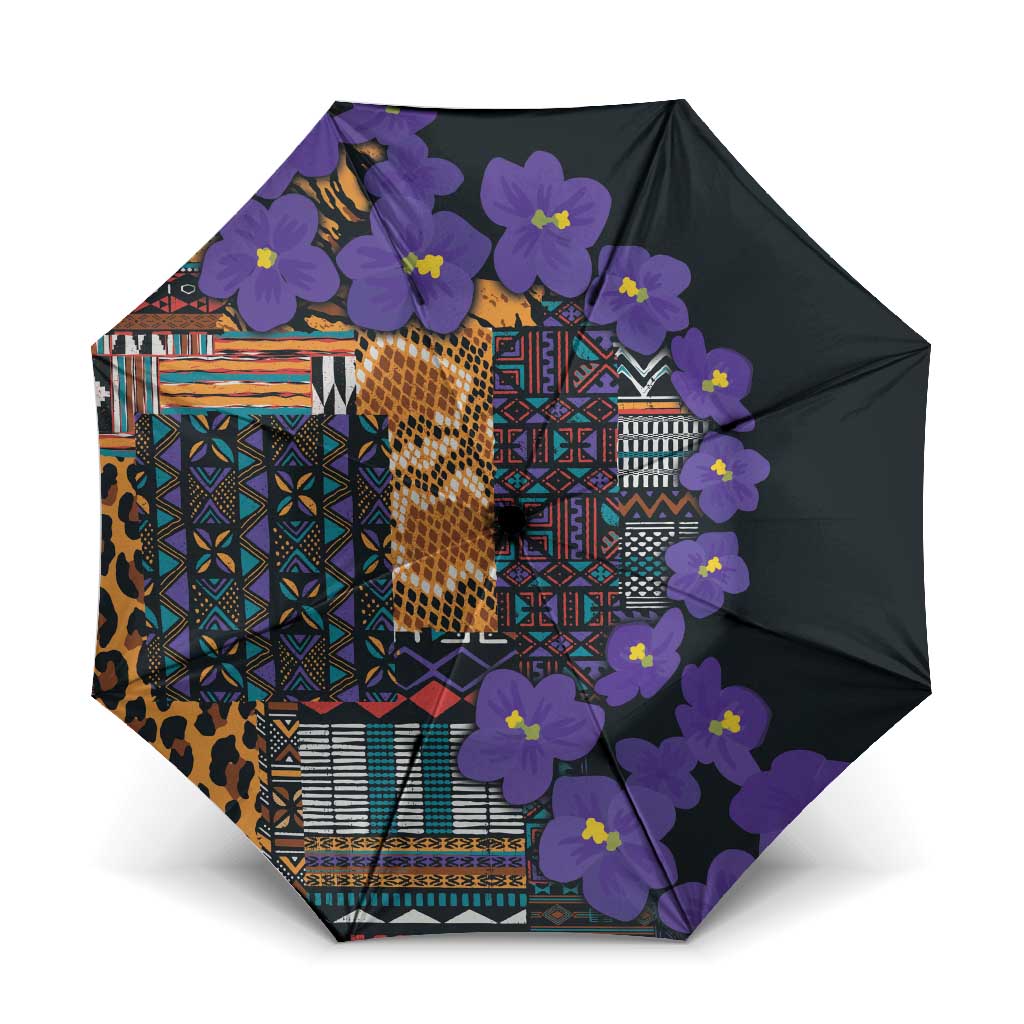 Africa Violets Flowers Umbrella Mix Native Tribal Pattern