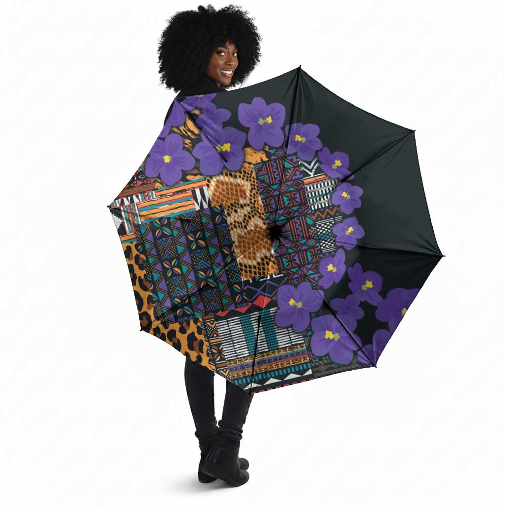 Africa Violets Flowers Umbrella Mix Native Tribal Pattern