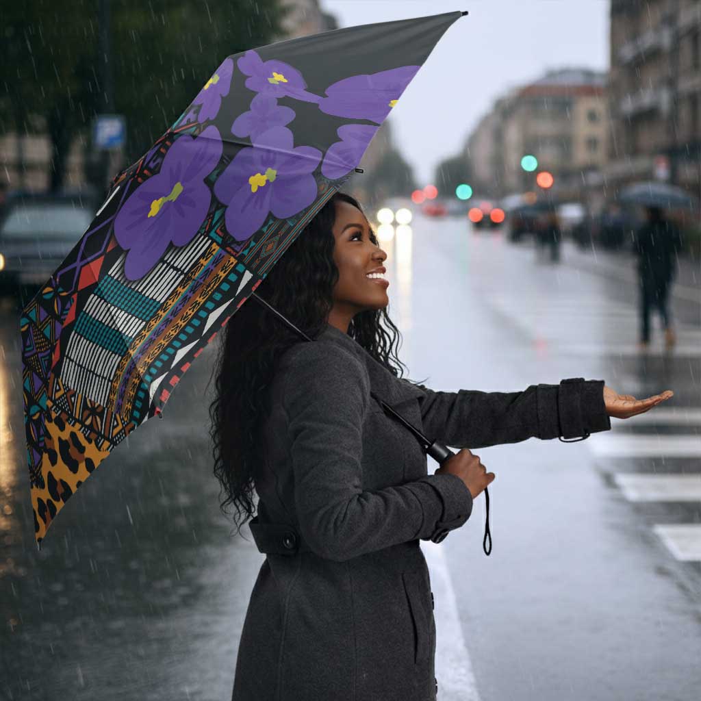 Africa Violets Flowers Umbrella Mix Native Tribal Pattern