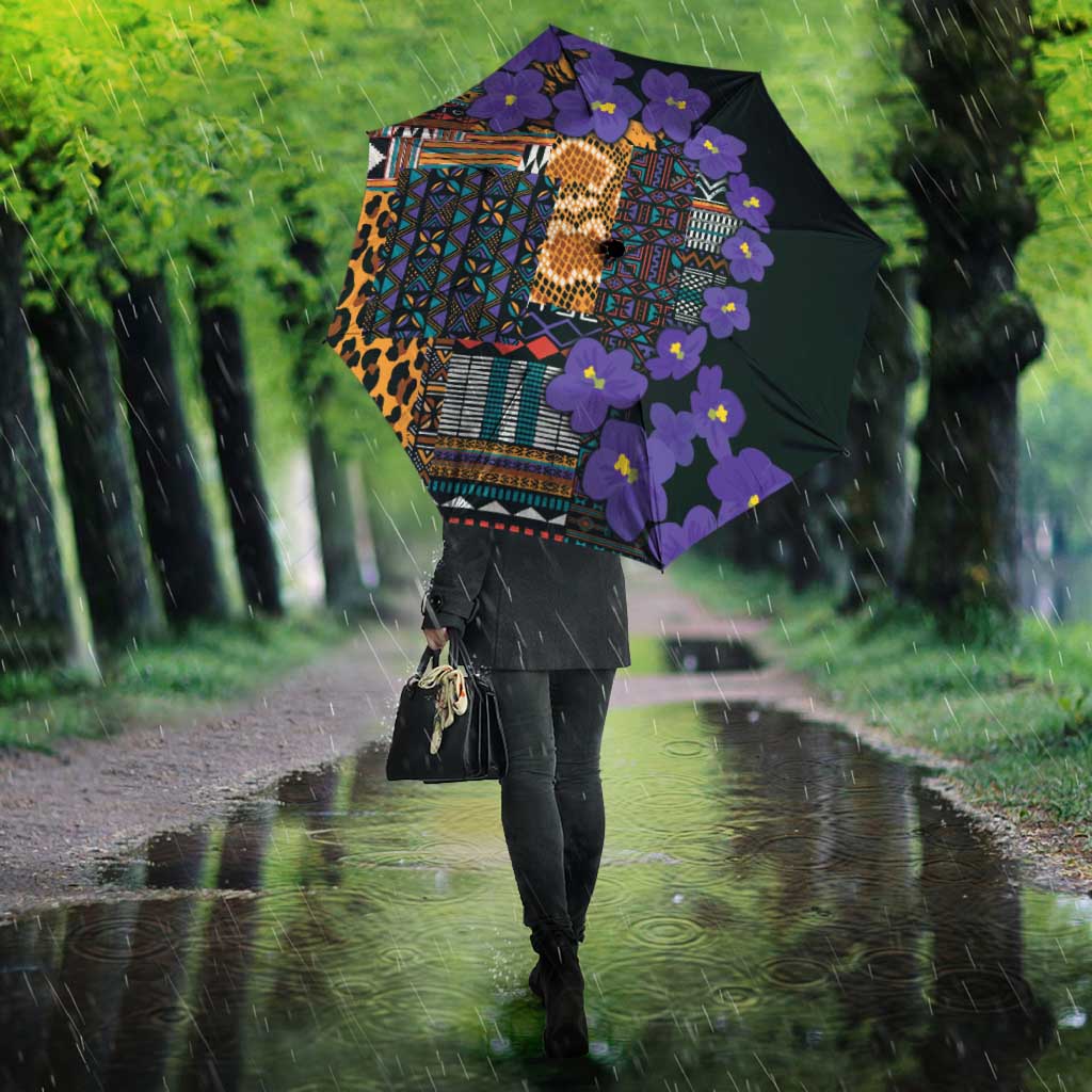 Africa Violets Flowers Umbrella Mix Native Tribal Pattern