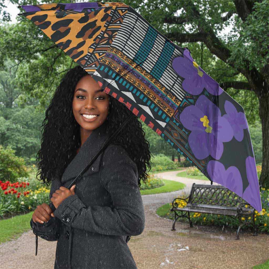 Africa Violets Flowers Umbrella Mix Native Tribal Pattern