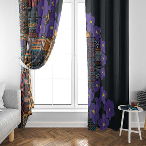 Afro Violets Flowers Window Curtain Mix Native Tribal Pattern