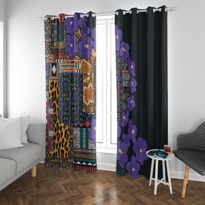 Afro Violets Flowers Window Curtain Mix Native Tribal Pattern