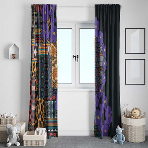 Afro Violets Flowers Window Curtain Mix Native Tribal Pattern