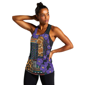 Afro Violets Flowers Women Racerback Tank Mix Native Tribal Pattern
