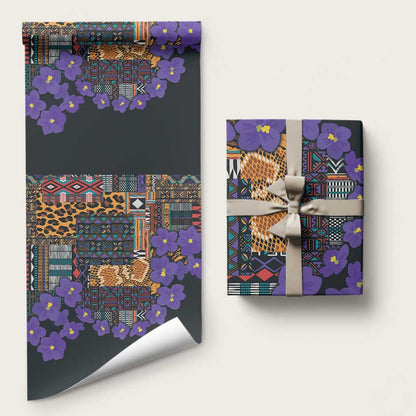 Africa Violets Flowers Wrapping Paper Mix Native Tribal Pattern - African Pride
