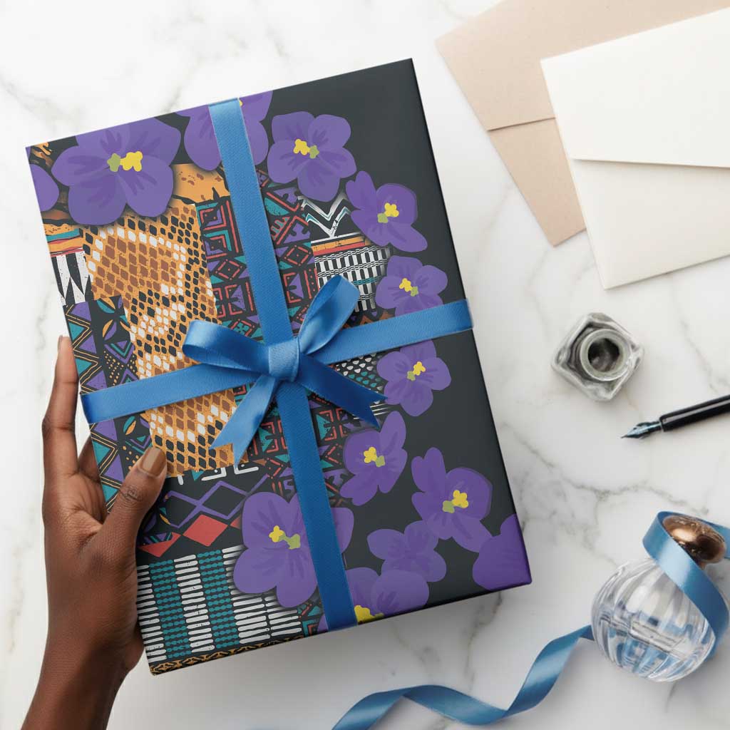 Africa Violets Flowers Wrapping Paper Mix Native Tribal Pattern - African Pride