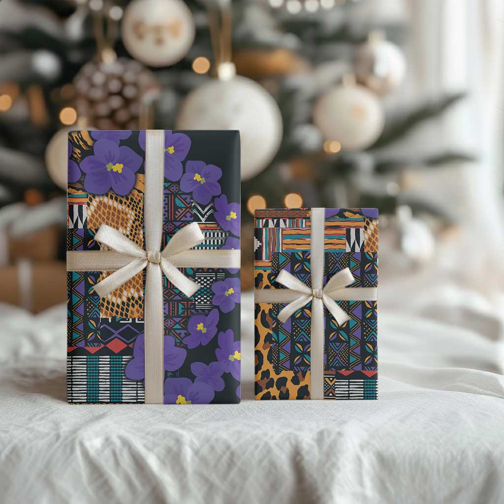 Africa Violets Flowers Wrapping Paper Mix Native Tribal Pattern - African Pride