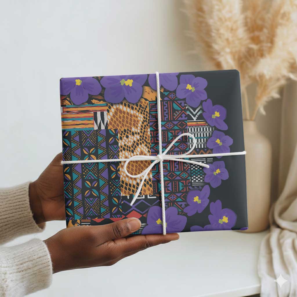 Africa Violets Flowers Wrapping Paper Mix Native Tribal Pattern - African Pride