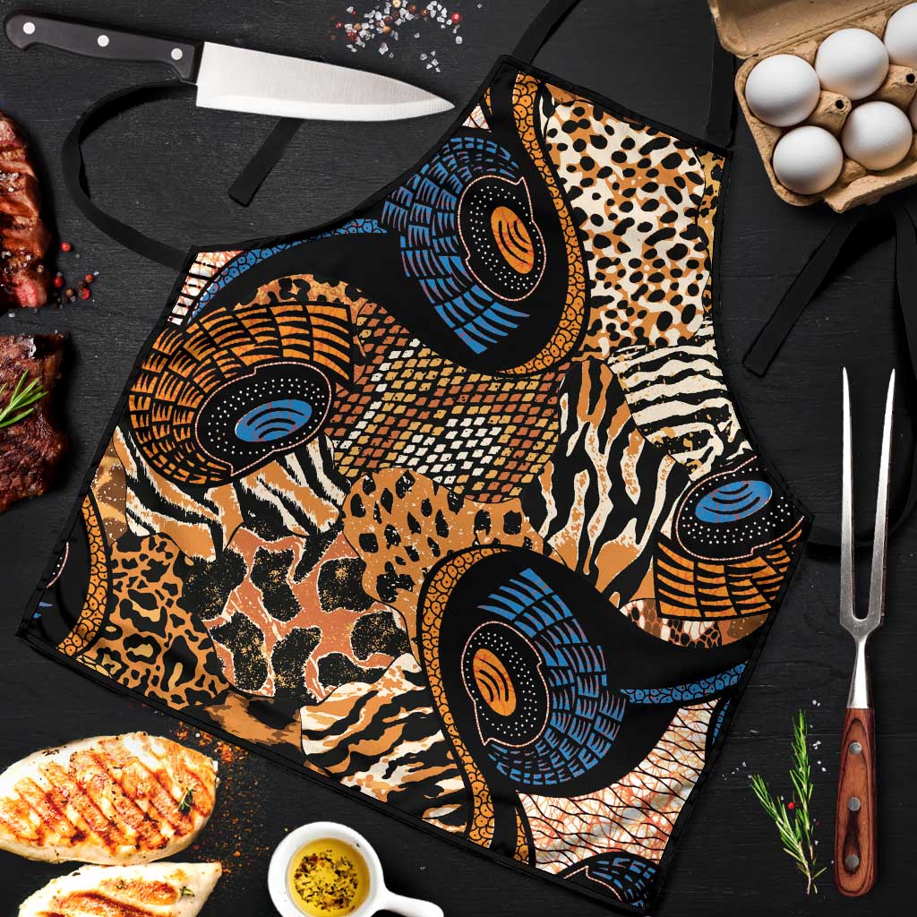 African Ankara Motifs Mixed Animal Skins Apron