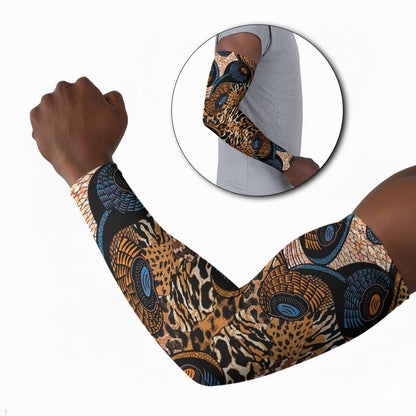 African Ankara Motifs Mixed Animal Skins Arm Sleeves