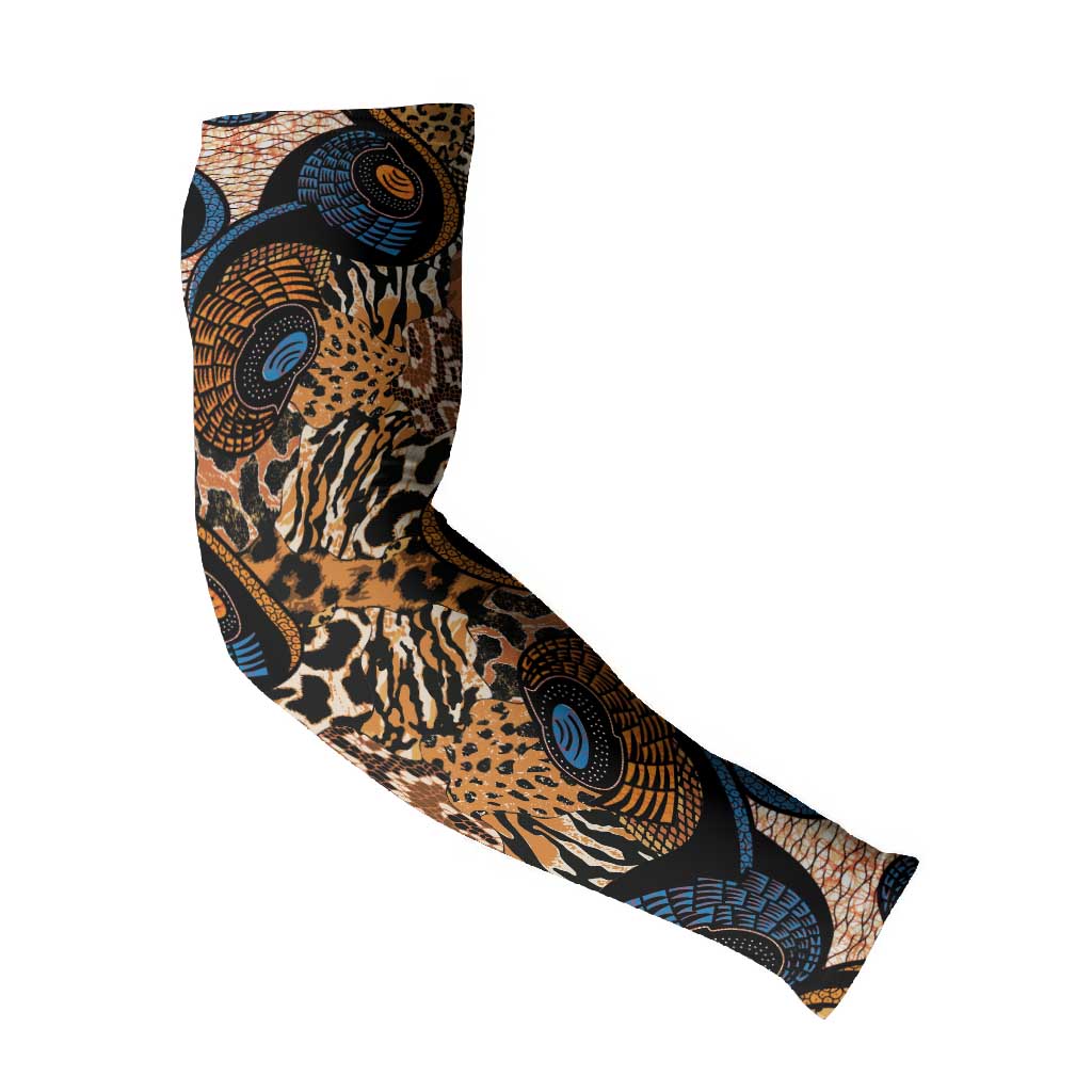 African Ankara Motifs Mixed Animal Skins Arm Sleeves