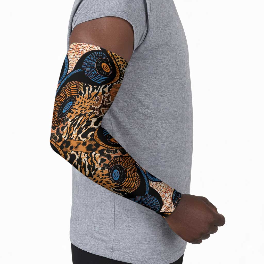 African Ankara Motifs Mixed Animal Skins Arm Sleeves