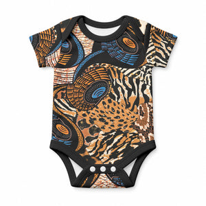 African Ankara Motifs Mixed Animal Skins Baby Onesie