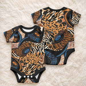 African Ankara Motifs Mixed Animal Skins Baby Onesie