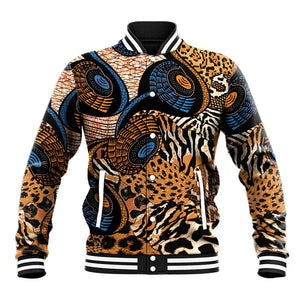 African Ankara Motifs Mixed Animal Skins Baseball Jacket