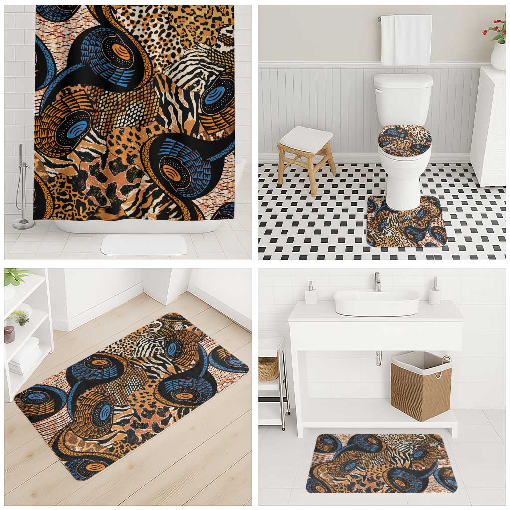 African Ankara Motifs Mixed Animal Skins Bathroom Set