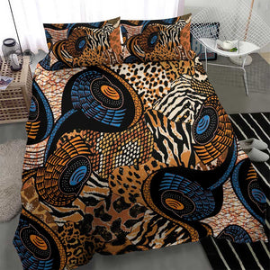 African Ankara Motifs Mixed Animal Skins Bedding Set