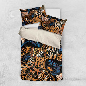 African Ankara Motifs Mixed Animal Skins Bedding Set