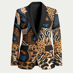 African Ankara Motifs Mixed Animal Skins Blazer
