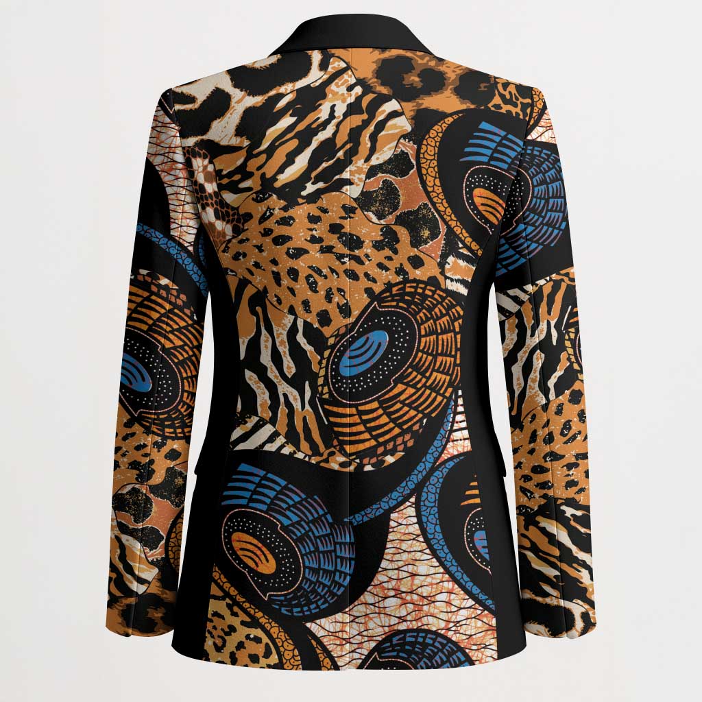 African Ankara Motifs Mixed Animal Skins Blazer