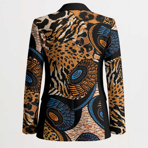 African Ankara Motifs Mixed Animal Skins Blazer