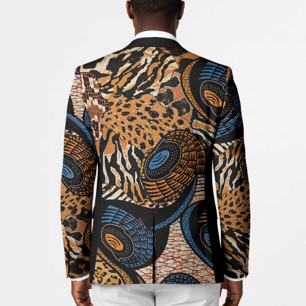 African Ankara Motifs Mixed Animal Skins Blazer