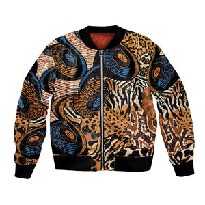 African Ankara Motifs Mixed Animal Skins Bomber Jacket