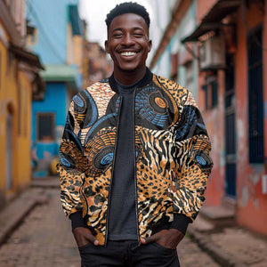 African Ankara Motifs Mixed Animal Skins Bomber Jacket