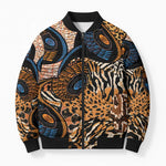 African Ankara Motifs Mixed Animal Skins Bomber Puffer Jacket