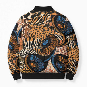 African Ankara Motifs Mixed Animal Skins Bomber Puffer Jacket