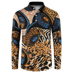 African Ankara Motifs Mixed Animal Skins Button Sweatshirt
