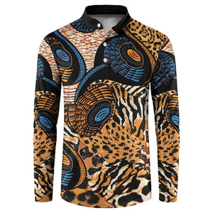 African Ankara Motifs Mixed Animal Skins Button Sweatshirt