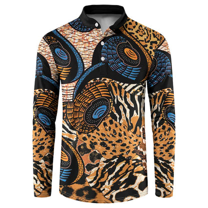 African Ankara Motifs Mixed Animal Skins Button Sweatshirt