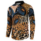 African Ankara Motifs Mixed Animal Skins Button Sweatshirt
