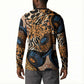 African Ankara Motifs Mixed Animal Skins Button Sweatshirt