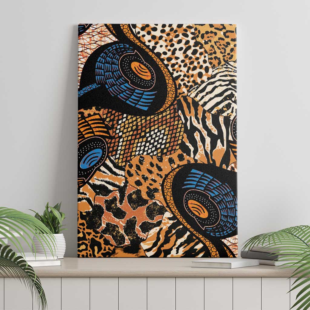 African Ankara Motifs Mixed Animal Skins Canvas Wall Art