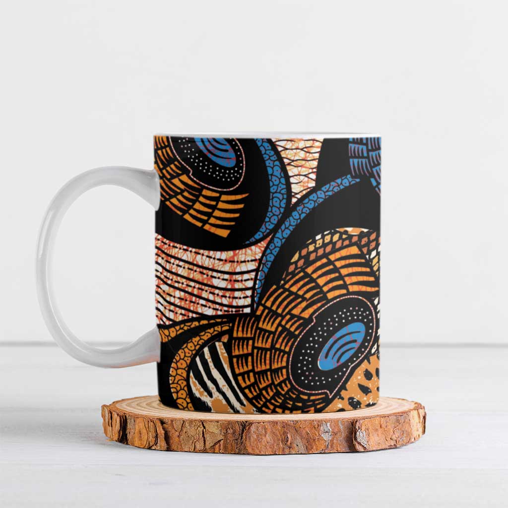 African Ankara Motifs Mixed Animal Skins Ceramic Mug