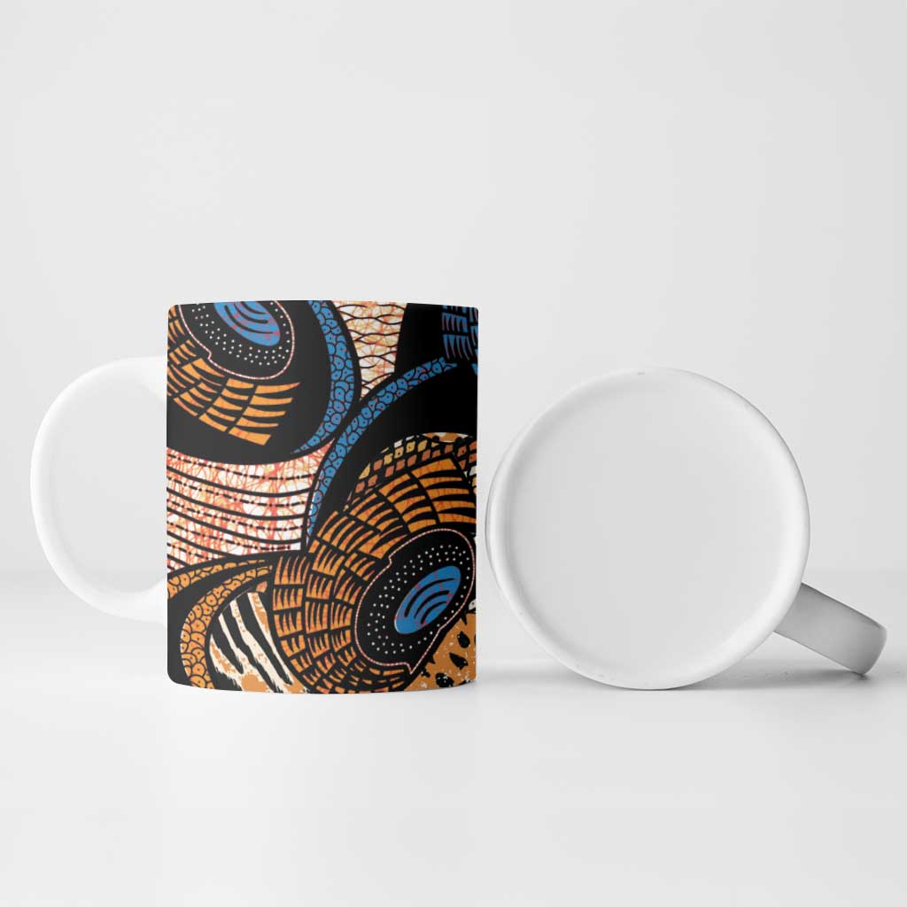 African Ankara Motifs Mixed Animal Skins Ceramic Mug