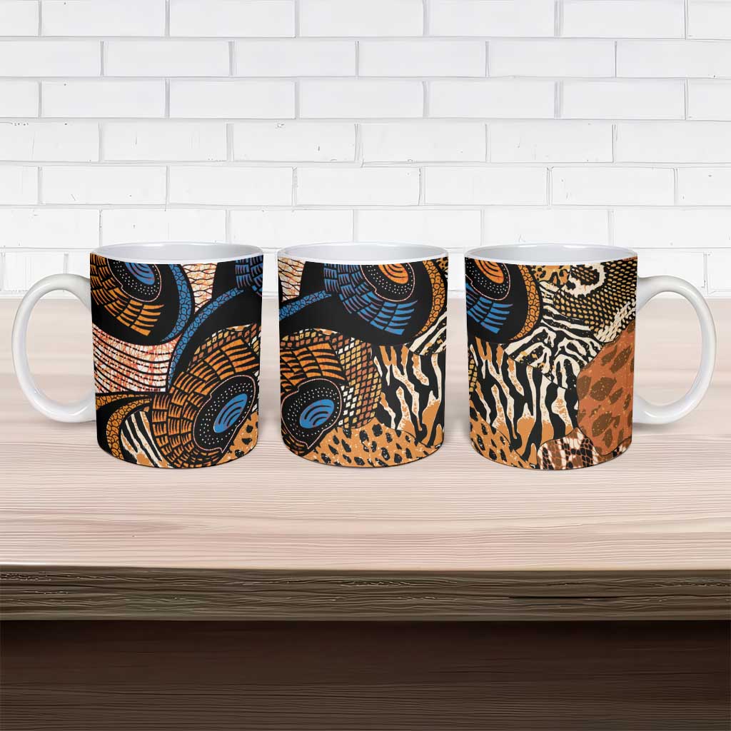 African Ankara Motifs Mixed Animal Skins Ceramic Mug