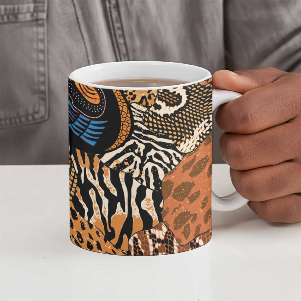 African Ankara Motifs Mixed Animal Skins Ceramic Mug