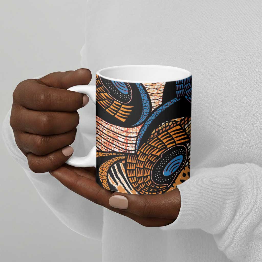 African Ankara Motifs Mixed Animal Skins Ceramic Mug