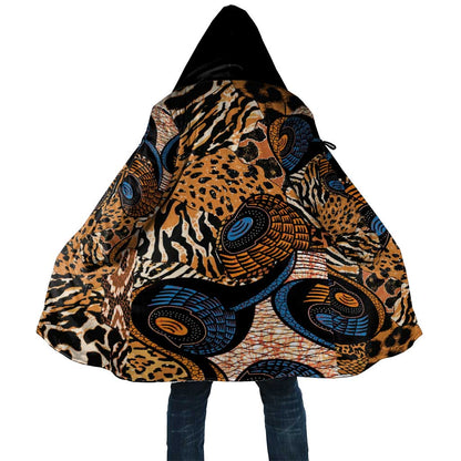 African Ankara Motifs Mixed Animal Skins Cloak