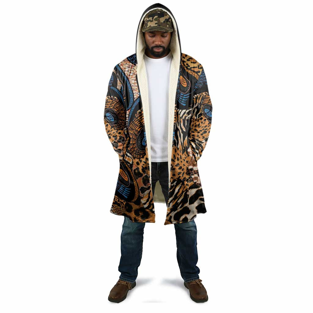 African Ankara Motifs Mixed Animal Skins Cloak